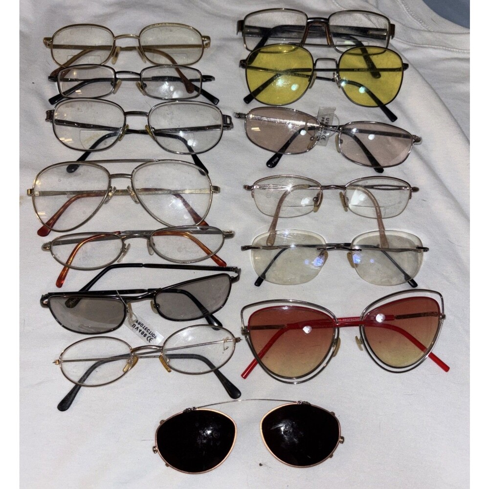 Bundle Lot 13 Pair Of Eyeglass Frames Modern Vintage Men’s Women’s Wire Plastic